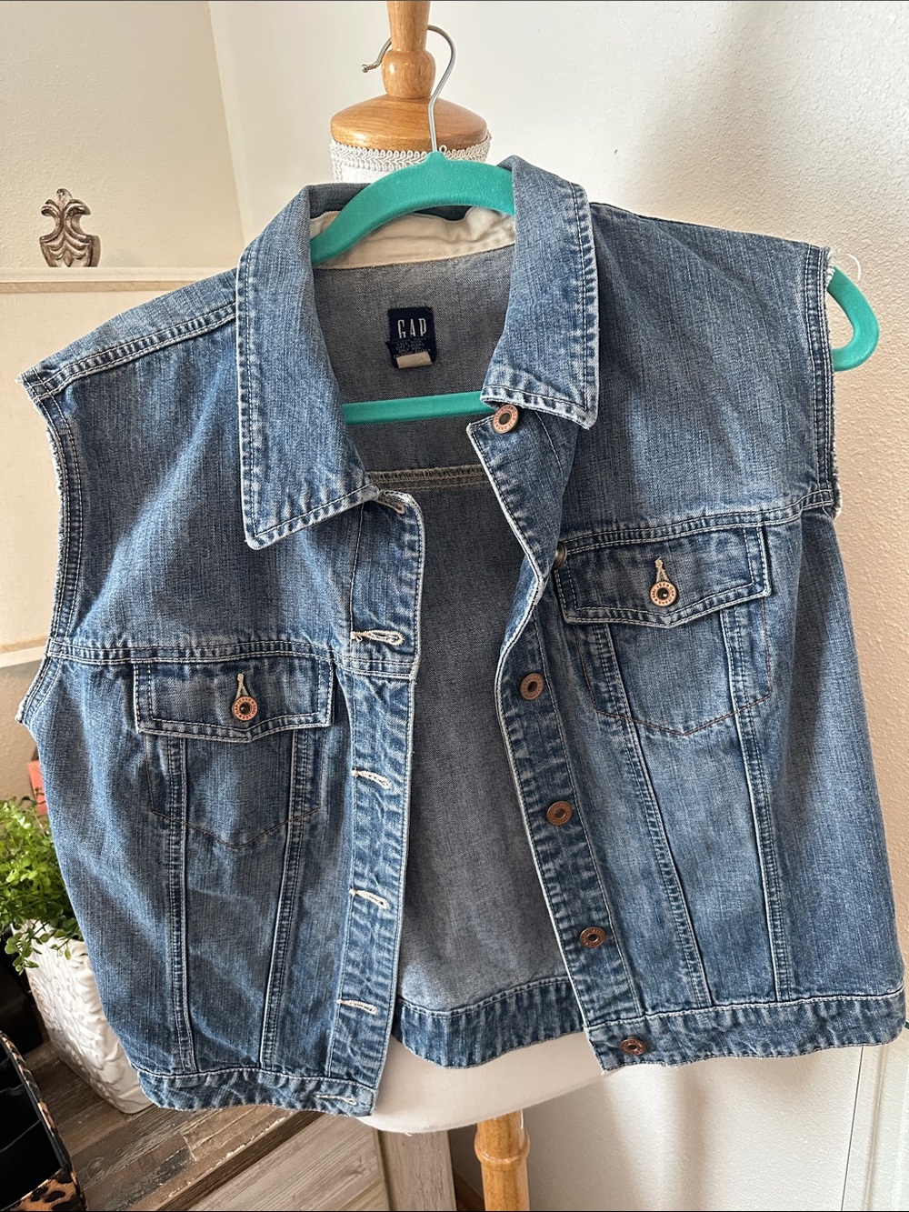 GAP Blue Denim Sleeveless Vest